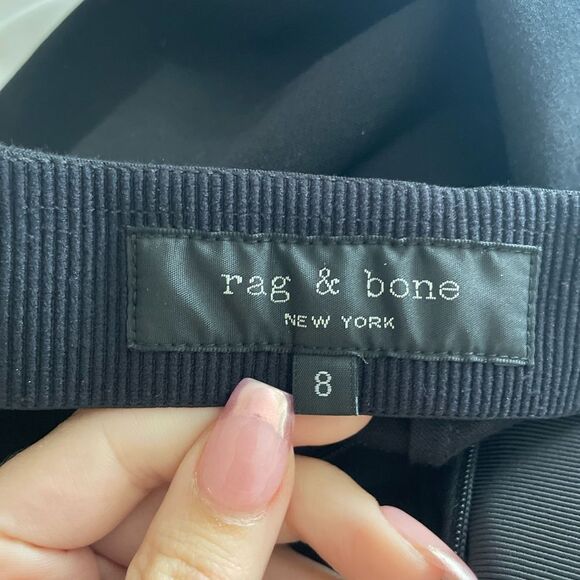 Rag & Bone Simone Slim Pants Size 8 Black White Zipper Ankle Length - Picture 4 of 5